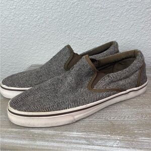 Bed Stu Slide On Sneakers Herringbone Brown Tan Skate Academia 8.5